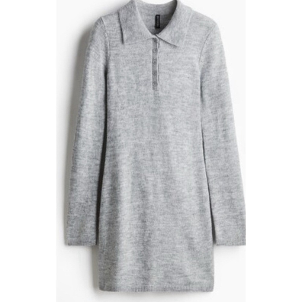 Girls Polo Ralph Lauren Grey Long Sleeve Dress Collared Size Medium 8-10